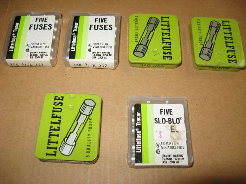 Littlefuse 3AG 1/8 3/4 &amp; 1 amp 30 pieces