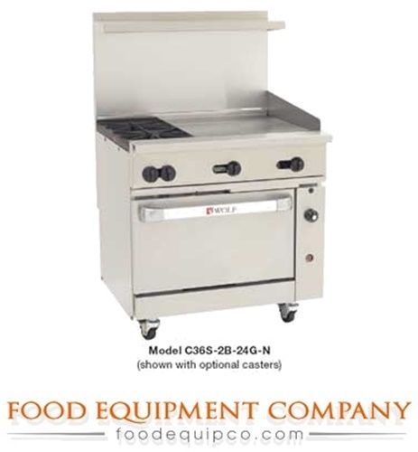 Wolf C36C-2B24G Challenger XL™ Restaurant Range Gas 36&#034; (2) Burners, (1) 24&#034;...