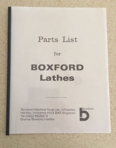 Hardbound boxford lathes parts and maintenance manual for sale