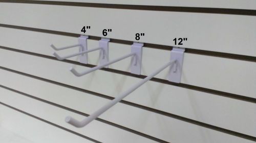 4&#034;, 6&#034;, 8&#034; &amp; 12&#034; WHITE SLATWALL HOOKS COMBO 50PCS EA.