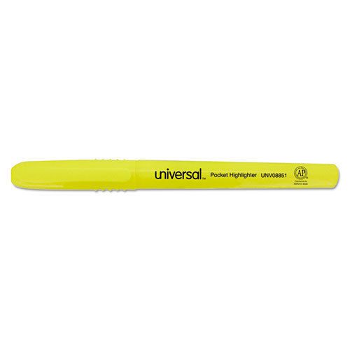 Pocket clip highlighter, chisel tip, fluorescent yellow ink, dozen for sale