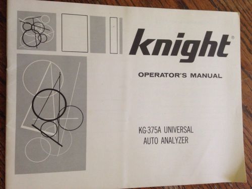 Knight KG-375A Universal Auto Analyzer Manual
