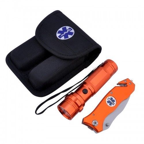 EMS Knife-Flashlight Combo Orange Emergency Knife and Flashlight Combo