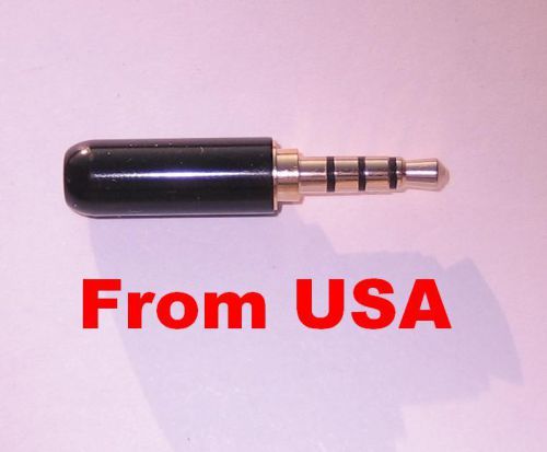 From USA 1 pair GOLD PLATED 3.5mm 1/8&#034; 4Pole 3Ring STEREO AUDIO JACK PLUG Black