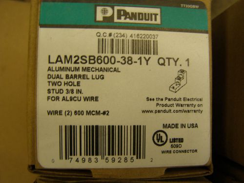 Panduit lam2sb600-38-1y 2 barrel, 2 hole lug, 3/8&#034; stud for sale