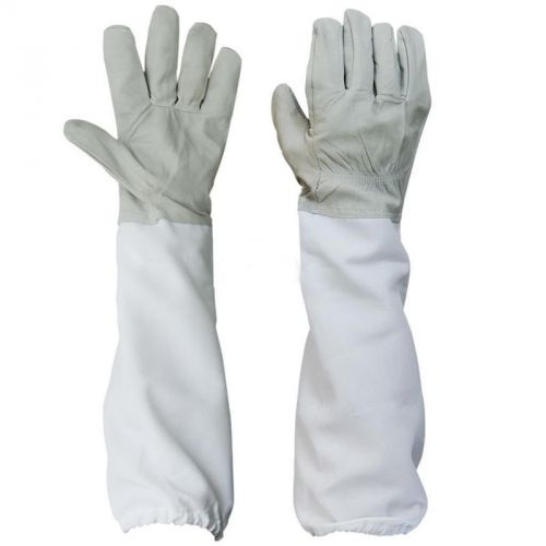 1 Pair Beekeeper Goatskin Gloves Bee Keeping with Vented Long Sleeves