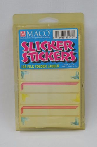Maco Slicker Stickers 128 File Folder Labels Stripes &amp; Dots 3.5&#034;  Made in USA