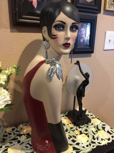 Vintage Style Art Deco Flapper 26&#034; Mannequin Head/ Hat Stand