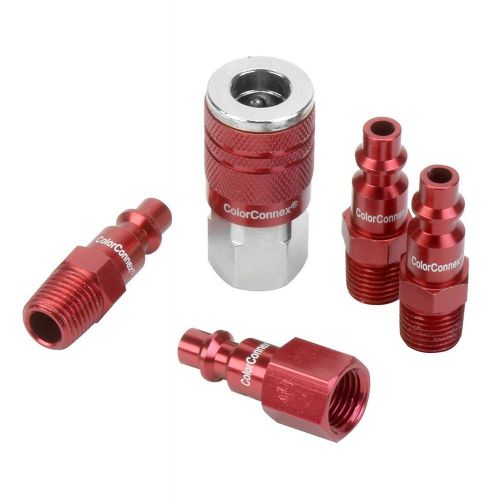 Legacy a73456d colorconnex type d coupler &amp; plug kit (5 piece) 1/4&#034; red 5 piece for sale