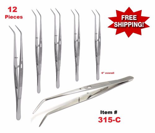 12 pcs  6&#034; College Cotton Tweezer Plier With Lock Surgical Dental Instruments