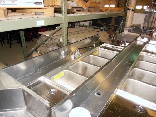 Perlick 4 Bowl Bar Sink w/Drainboards (2) 96 x 24 x 30