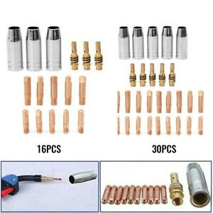 16/30pcs Consumables Kit MB15 MIG M6 Metal Replacement Shroud Nozzles Tools