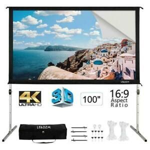 100&#034; 16:9 Stand 4K Ultra HD Projector Screen Fast Fold Portable with Stand