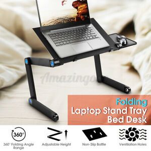 Adjustable Laptop Computer 360°Stand Table Portable Notebook Desk Bed Tray Blac