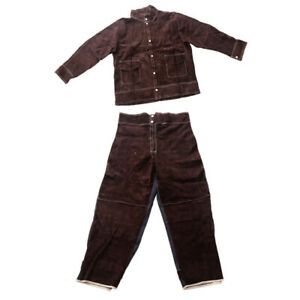 Welding Suits Heat/Flame Resistant Anti-scald Brown Shirt XL+Pants XL