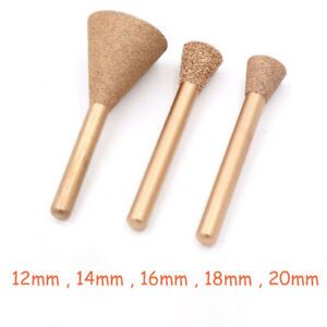 12mm-25mm Brazing Diamond Burr Dremel Grinding Polish Bit 6mm Shank 46 100 Grit