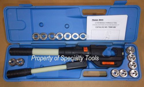 Thomas Betts Manual Hydraulic Crimper TBM14M 14 Ton Crimping Tool 15 Burndy dies