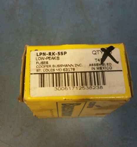 New Lot Bussmann LPN-RK-5SP 5 Amp Fuses Low Peak 240V   *10 NEW IN BOX*