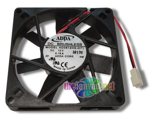 Adda 80mm x 15mm Slim 12 Volt Fan w/ 2 Pin Connector AD0812HS-D71 3&#034; Wires