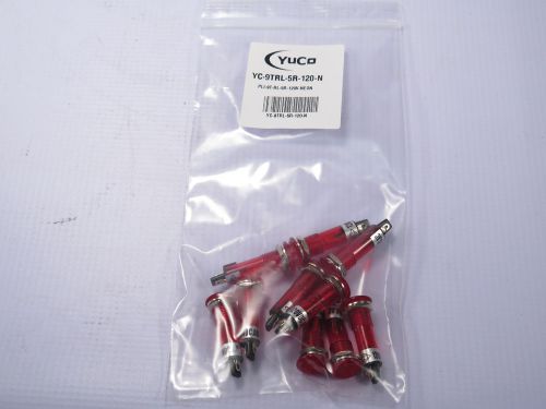 LOT OF 10 YC-9TRL-5R-120-N NEON 9MM RED PILOT LIGHT 120V AC/DC TERMINAL RING+NUT