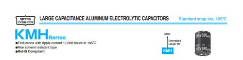 10pcs nippon chemi-con ncc kmh 450v 100uf electrolytic capacitor 30x25mm 105°c for sale