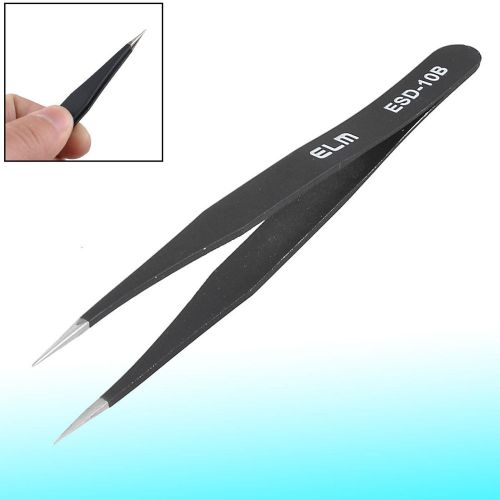 123mm Length Stainless Steel Tapering Pointy Tip Tweezers Black