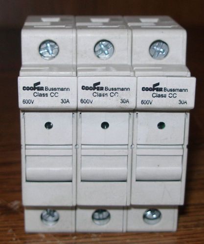 3 block bussmann chcc cc fuse holder 30 amp 600 volt used 30 a 600 v fuse block for sale