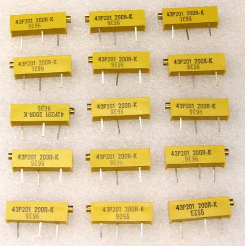 15pcs. Multiturn Cermet Trimmer Potentiometer 200 Ohms