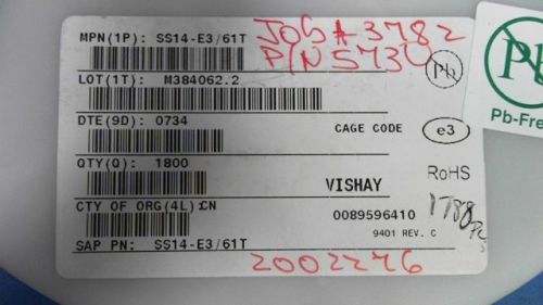 375-pcs diode/rectifier schottky 40v 1a vishay ss14-e3/61t 14e361 ss14e3 for sale