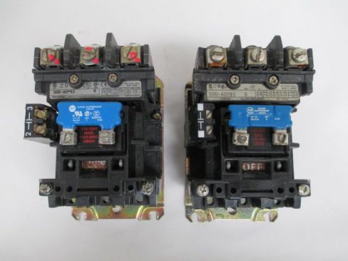 LOT 2 ALLEN BRADLEY 500-AOD93 B SIZE 0 CONTACTOR 18A 115-120V-AC COIL D202404