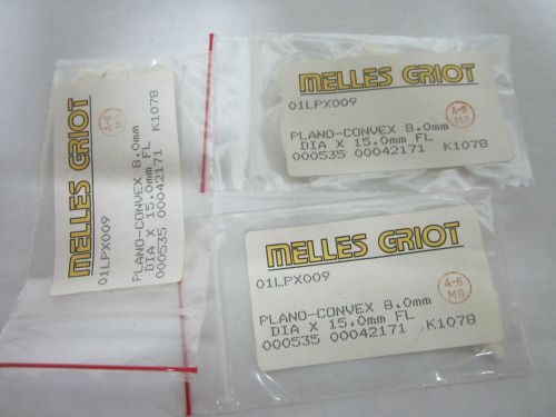 LOT 3 EA LENS MELLES GRIOT PLANO CONVEX 8 mm diameter 15 mm FL