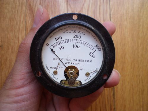 Vintage Weston AC Volts Meter Model 517 Measures 0-300 VAC Airplane Gauge