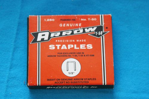 VINTAGE ARROW STAPLES T-50 - 1/2&#034; - PEGBOARD PAK