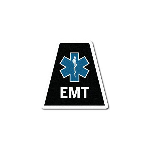 FIREFIGHTER HELMET TETS  TETRAHEDRONS FIRE HELMET STICKER  - EMT Black reflect