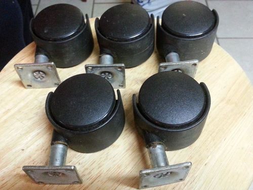 (5)Black Chair Flat Top Trolley Rack Wheel Caster Swivel Rolling Roller 2-5/16