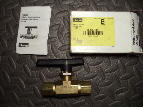 PARKER Brass Ball Valve, Inline, FNPT, [3/8 Inch] 6F-B8LJ2-BP