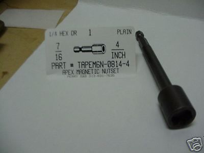 Apex #M6N-0814-4 7/16&#034; Hex Magnetic Nutset 4&#034; OAL (1)