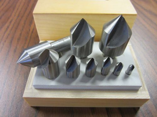 9pcs/set Single Flute Counter Sinks, 82 degree, 3/16 to 1&#034; # 540B-100---new