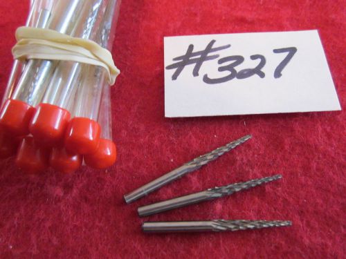 10  U.S.A.  3MM  DOUBLE CUT,  CONE SHAPE,  SOLID CARBIDE BURRS.  {327}