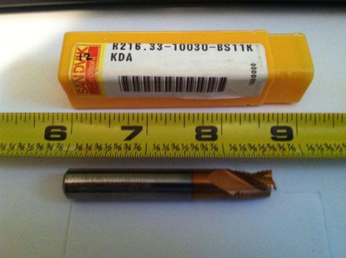 SANDVIK COROMANT R216.33-10030-BS11K 1640 2.5980&#034; End Mill,0.433 In D,10mm SHK G