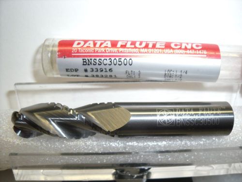 DATA FLUTE 1/2&#034; x 1/2&#034; x 1-1/4&#034; x 3&#034; 4 FL SSBNC-30500 Carbide Ball End Mill-A27