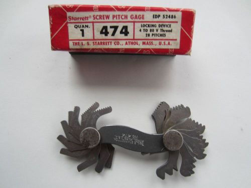 Screw Pitch Gage:  Starrett Model 474, EDP 52486 (4 to 80 V Thread, 28 Pitches)