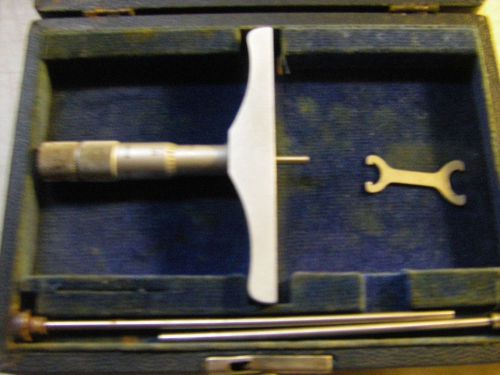 Vintage ~ Brown and Sharpe ~ 1&#034; Depth Micrometer #608 ~ w/rods &amp; case
