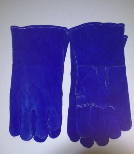 Blue Leather Welding Gloves