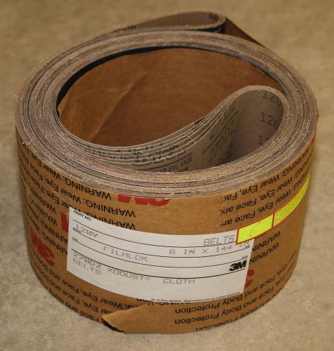 6 x 144 inch edge SANDING BELTS 3M 120 grit cloth-Lot of 6 belts-270dz xodust