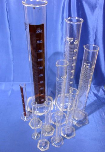 Lot 11ea laboratory cylinder cylinder&#039;s 2 liter - 5ml for sale