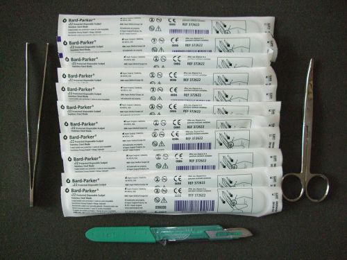 STERILE SCALPEL SURGICAL  DISPOSABLE BARD-PARKER #22  X11 + 1 SCISSOR &amp; 1 FORCEP