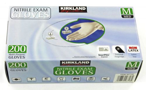 New box 200 NITRILE latex free Medium M EXAM GLOVES Kirkland FREE PRIORITY ship