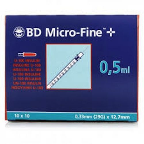 10 xBD 100U Single Use, 0.5ml Syringe, 29G 0.33 x12.7mm Needle Combo ,CE