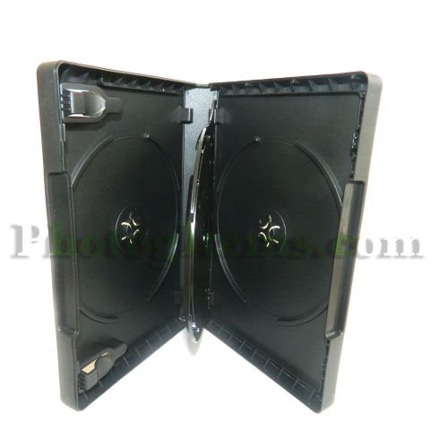 DVD CD Case Holds 3 DVDs or CDs Black Plastic with Clear Outside Sleeve 3004